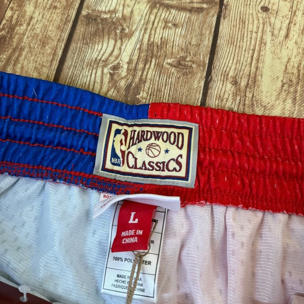 Mitchell & Ness NBA Bullets 1996 Swingman Shorts Mens Large Red Blue Mesh NWT